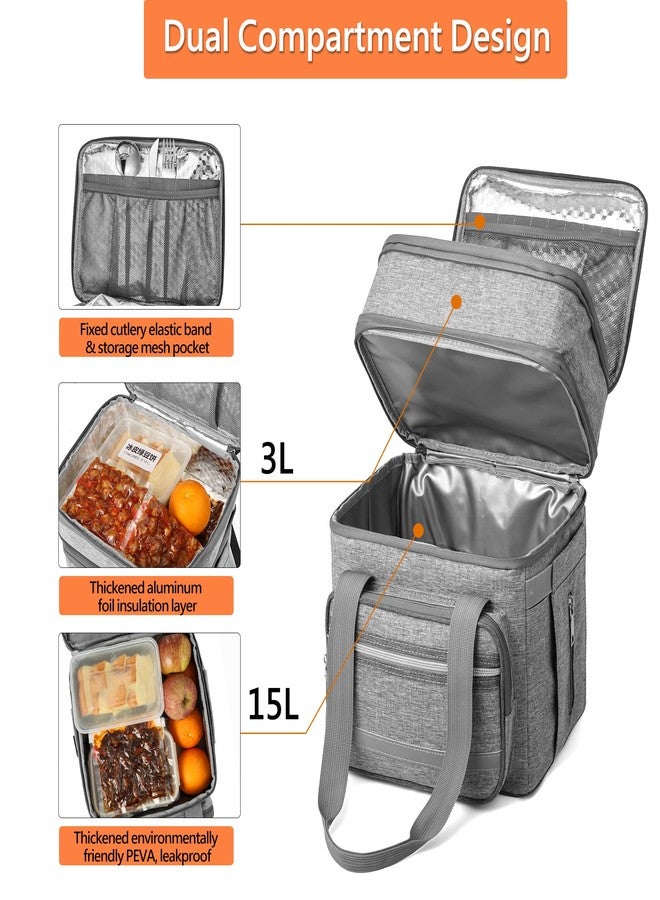 EXLIFBAG حقيبة غداء EXLIFBAG للنساء، حقيبة غداء معزولة بطبقتين للبالغين، حقيبة غداء مبردة مانعة للتسرب للرجال مع حزام كتف قابل للتعديل، غاري - Image 5